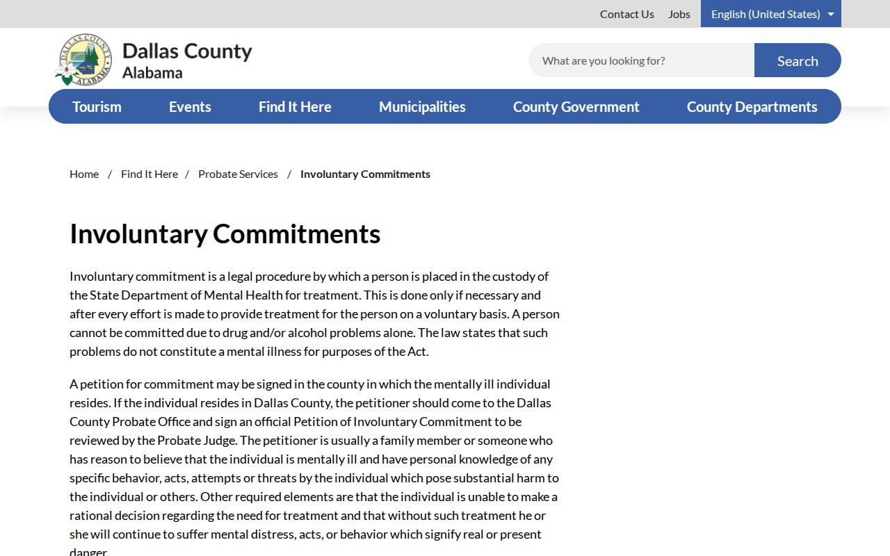 Dallas County Circuit Clerk records involuntary commitments probate context