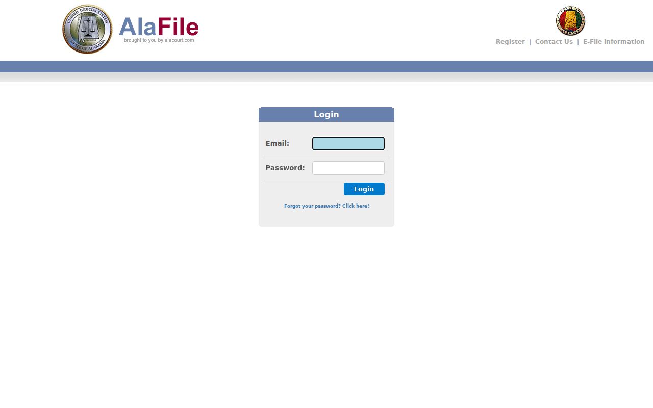 Dallas County court dockets AlaFile e-filing and e-notice portal