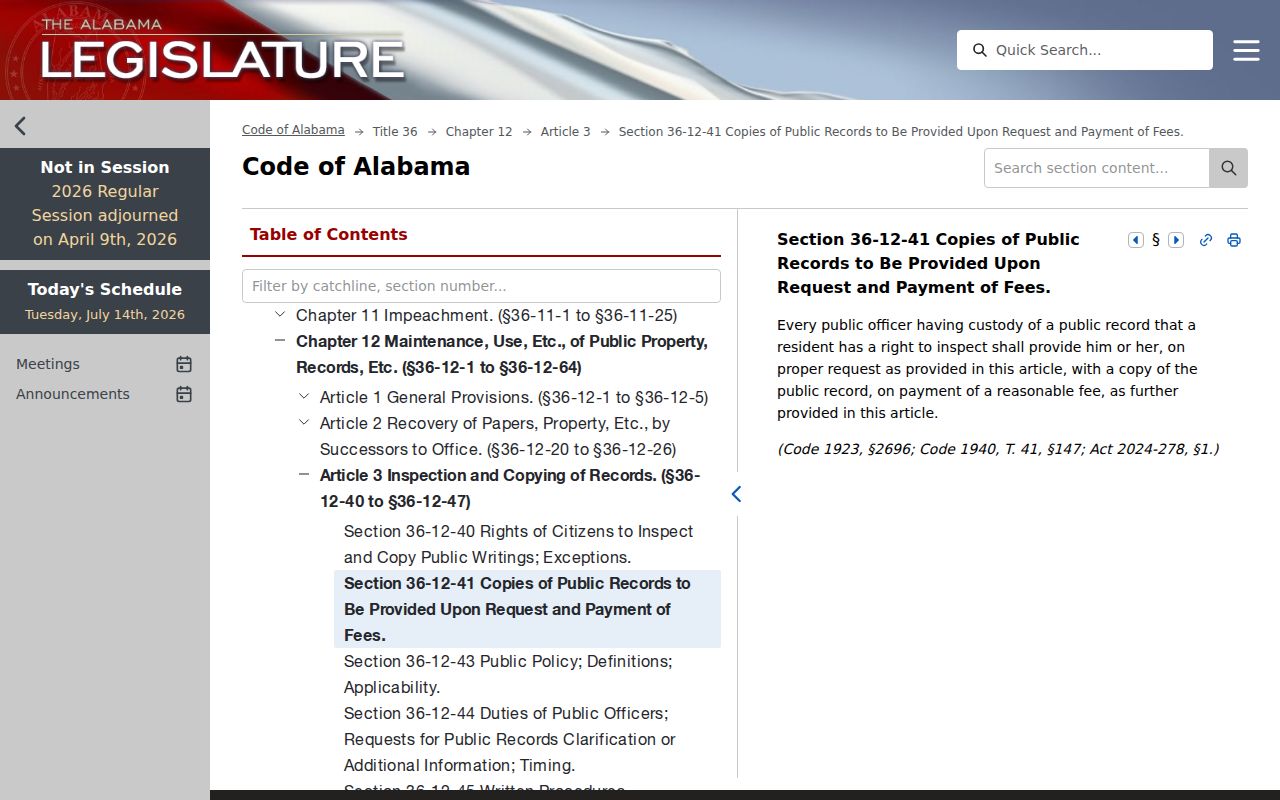 Dallas County court records Alabama copy fee statute