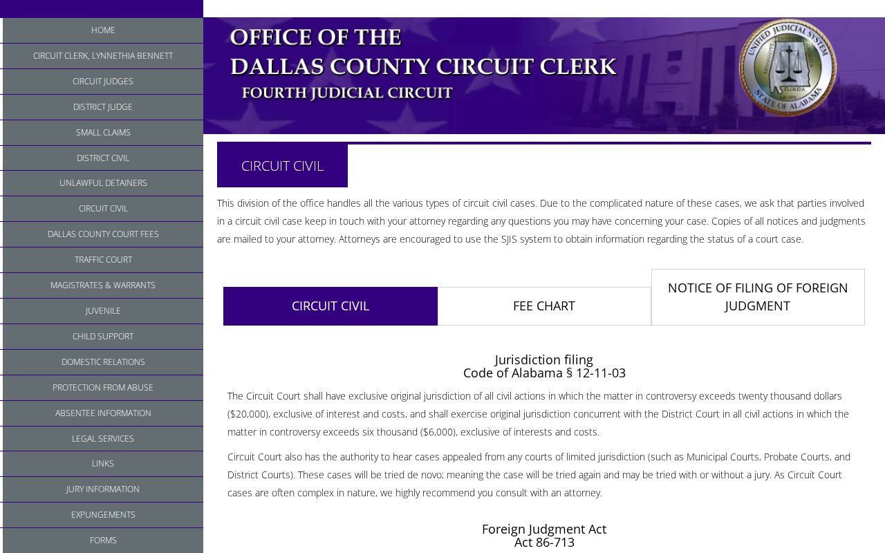 Dallas County Circuit Court records circuit civil page
