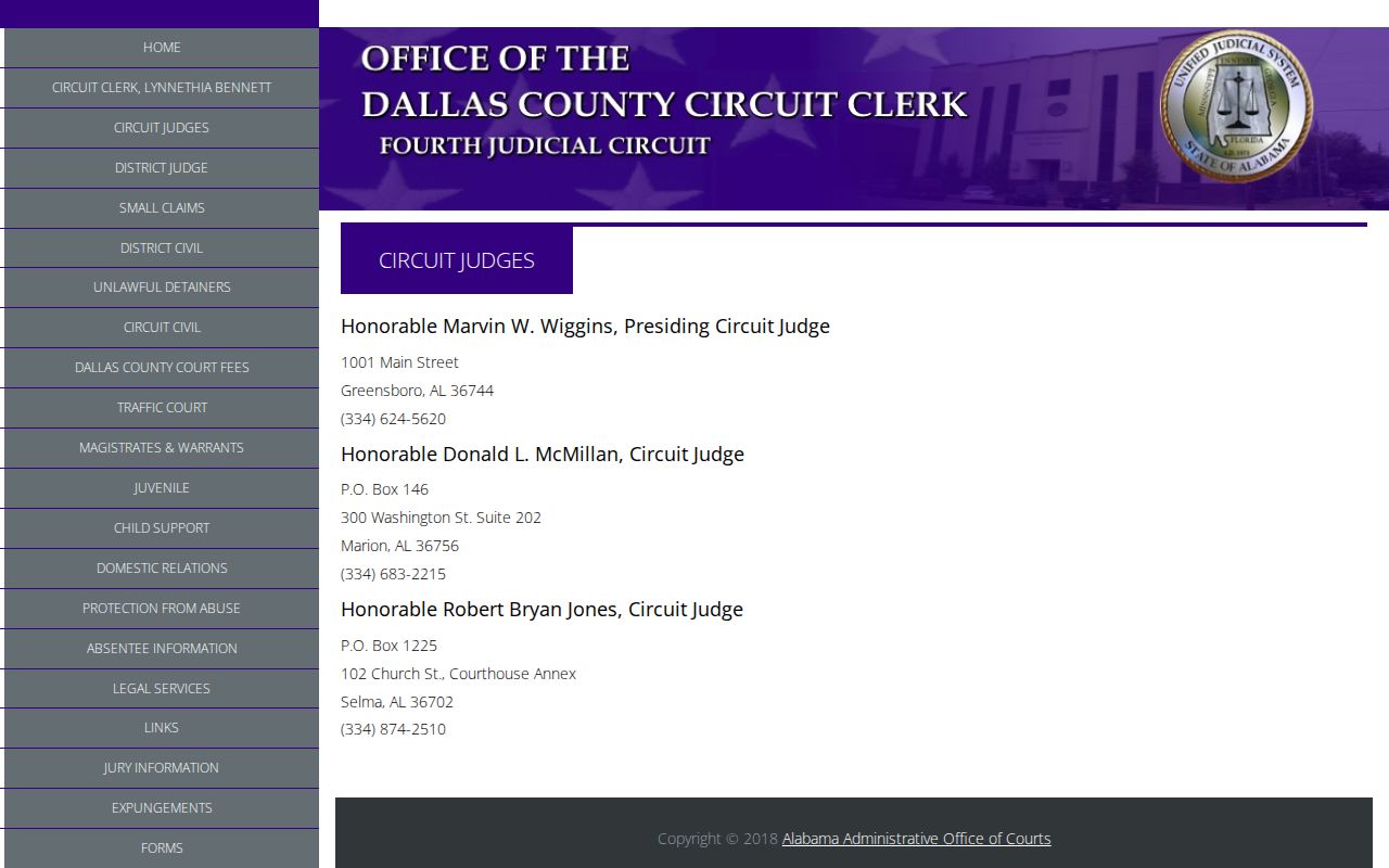 Dallas County Circuit Court records Fourth Judicial Circuit judges page