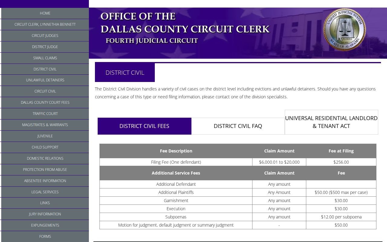Dallas County Circuit Court records district civil page
