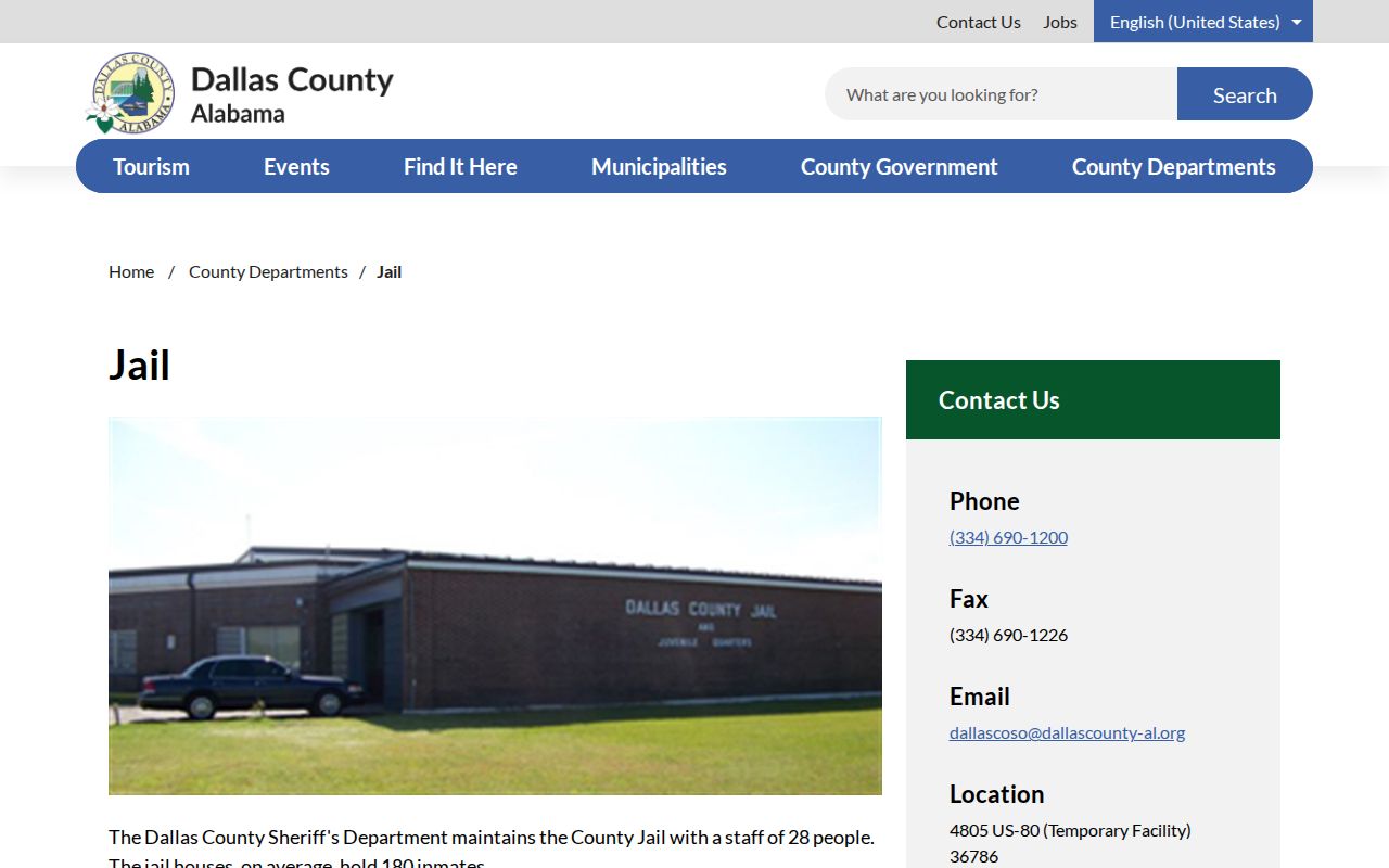 Dallas County inmate search county jail page