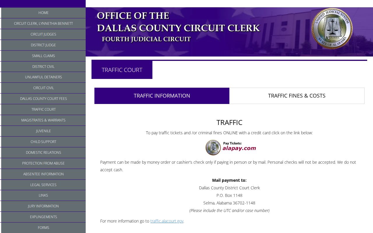 Dallas County traffic court records Traffic Court page